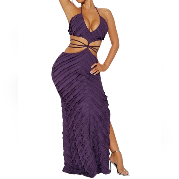 💜HP💜Super Sexy Textured Maxi Dress💜Size Large - Picture 1 of 3